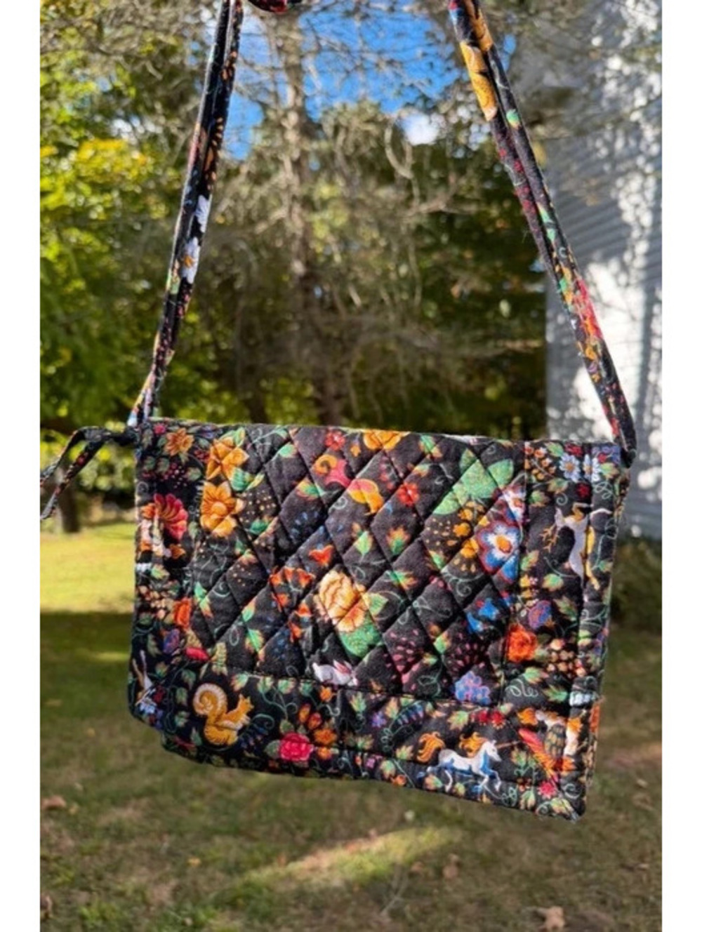Vera Bradley Tavern on the Green Vintage 90s Crossbody Unicorn Rare